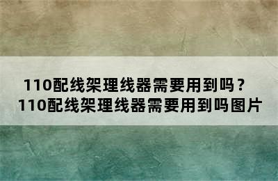 110配线架理线器需要用到吗？ 110配线架理线器需要用到吗图片